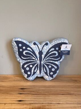 Comfort Bay Blue and White Butterfly Toss Pillow